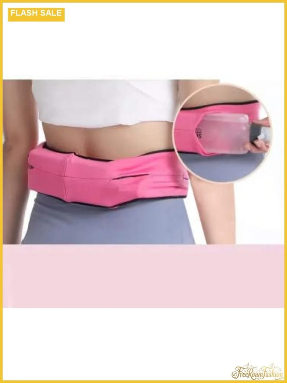 FlexiStash Durable Spandex Elastic Waist Belt Zipper Fanny Pack Travel Sports